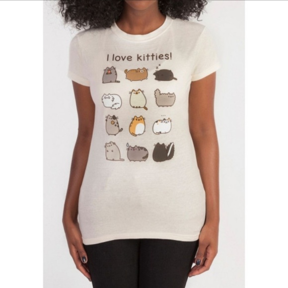 Pusheen Tops - Pusheen I love kitties yellow tshirt
